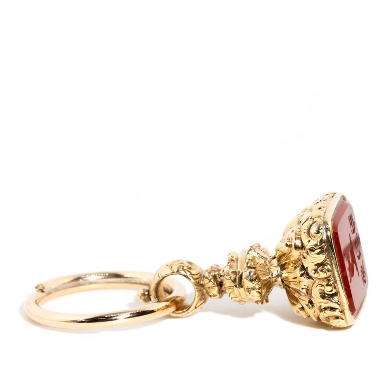 Danarys 19th Century Carnelian Dragon Seal Pendant 12ct Gold Pendants/Necklaces Imperial Jewellery 