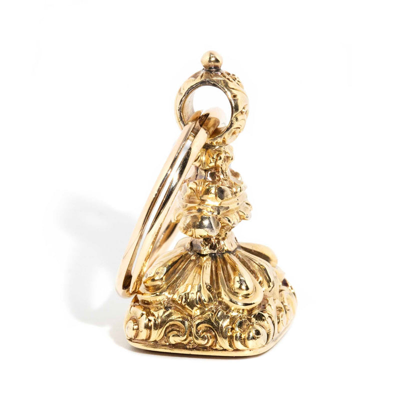 Danarys 19th Century Carnelian Dragon Seal Pendant 12ct Gold Pendants/Necklaces Imperial Jewellery 