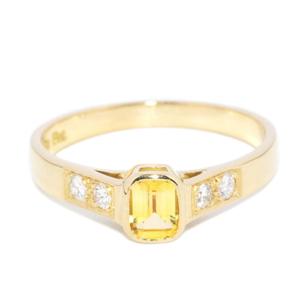 Danette Circa 1970s Yellow Sapphire & Diamond Ring 18 Carat Yellow Gold