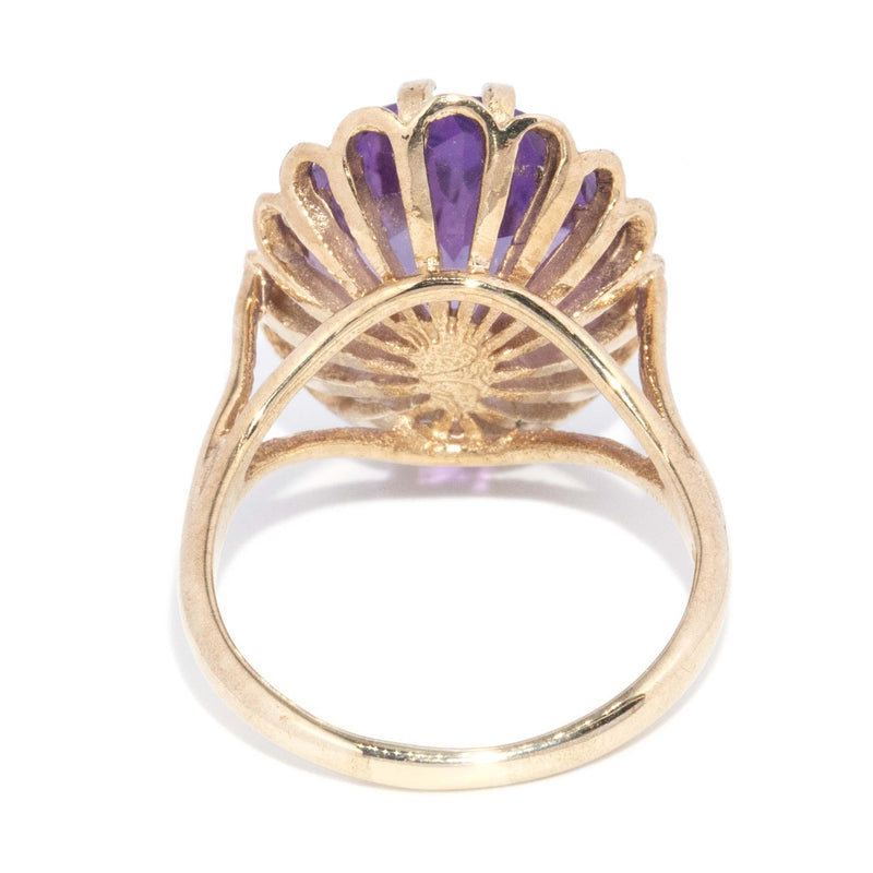 Vintage Circa 1970s Oval Amethyst Cocktail Ring 9 Carat Gold