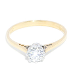 Vintage Circa 1980s Brilliant Diamond Solitaire Ring 18 Carat Gold