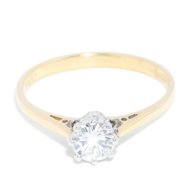 Vintage Circa 1980s Brilliant Diamond Solitaire Ring 18 Carat Gold