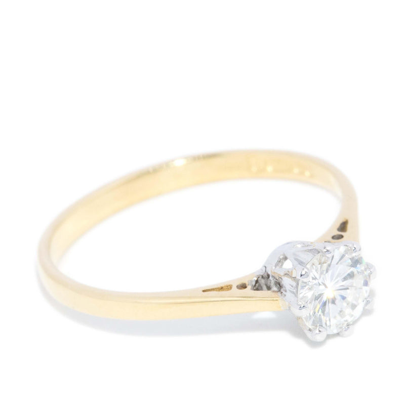 Vintage Circa 1980s Brilliant Diamond Solitaire Ring 18 Carat Gold