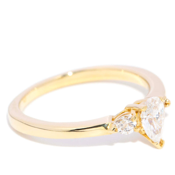 Darla Contemporary Pear Cut Claw Set Diamond Trilogy Ring 18ct Yellow Gold Rings Imperial Jewellery 