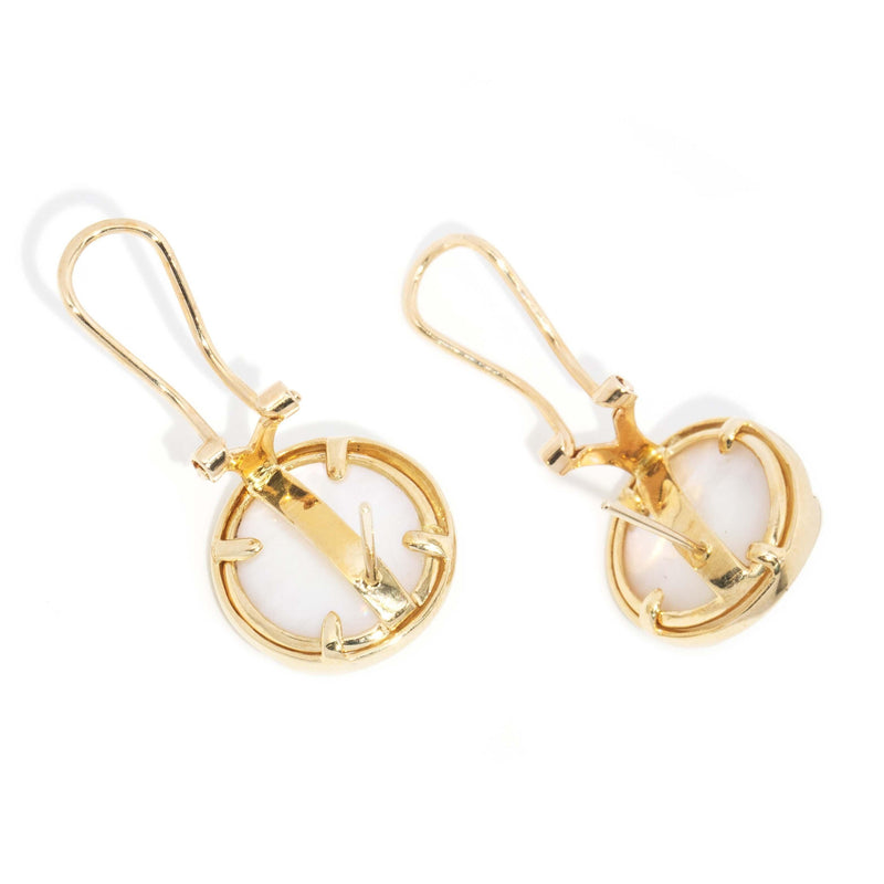 Vintage Circa 2000s Mabe Pearl & Diamond Earrings 14 Carat Gold
