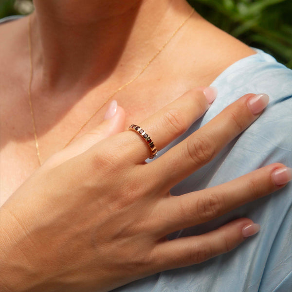 Darla Vintage Garnet Infinity Ring 14ct Gold Rings Imperial Jewellery 