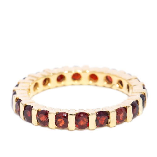 Darla Bar Set Garnet Infinity Band Ring 14K Yellow Gold