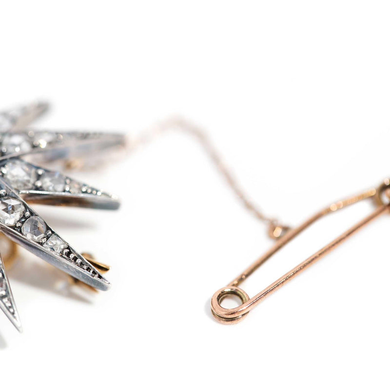 Darlina Georgian Diamond Brooch 9ct Gold & Silver
