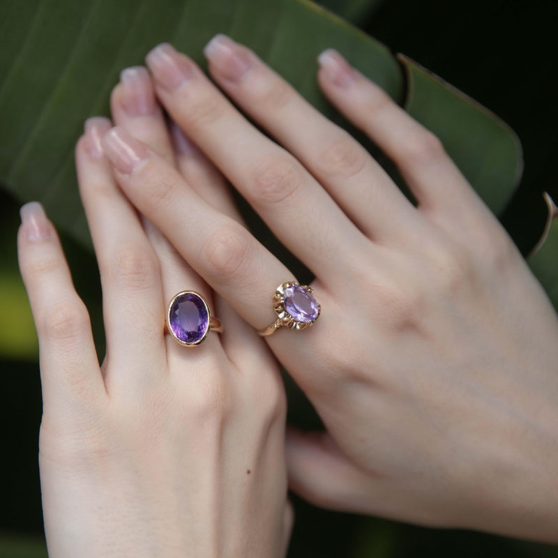 Vintage Circa 1970s Amethyst Cocktail Ring 14 Carat Gold