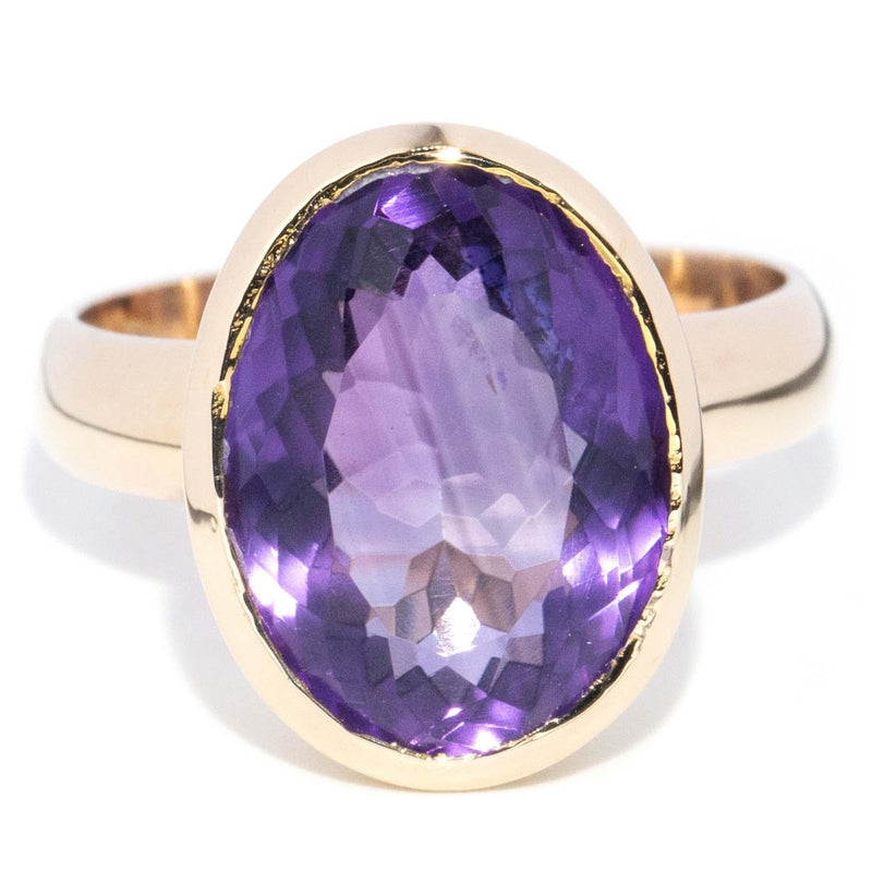 Vintage Circa 1970s Amethyst Cocktail Ring 14 Carat Gold