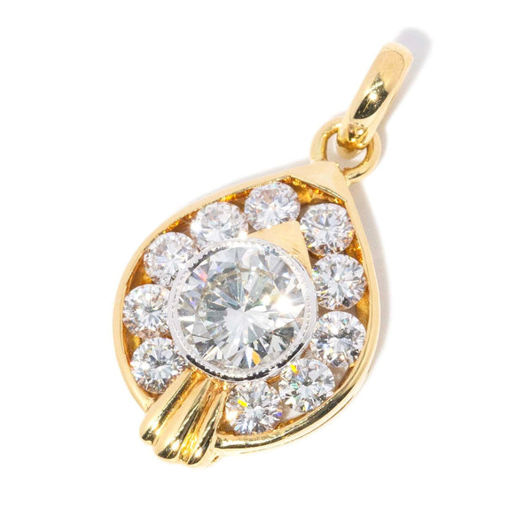 Davina 1980s Rubover Diamond Cluster Pendant 18ct Gold Pendants/Necklaces Imperial Jewellery 