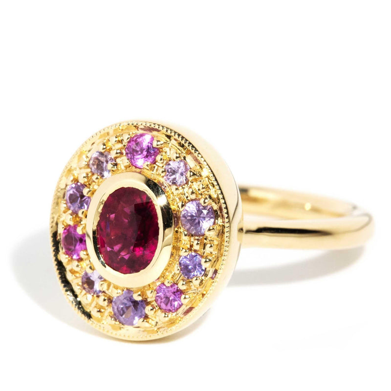 Davina Tourmaline & Sapphire Halo Ring 18ct Gold