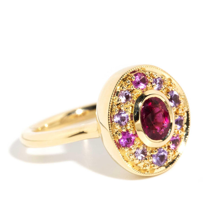 Davina Tourmaline & Sapphire Halo Ring 18ct Gold