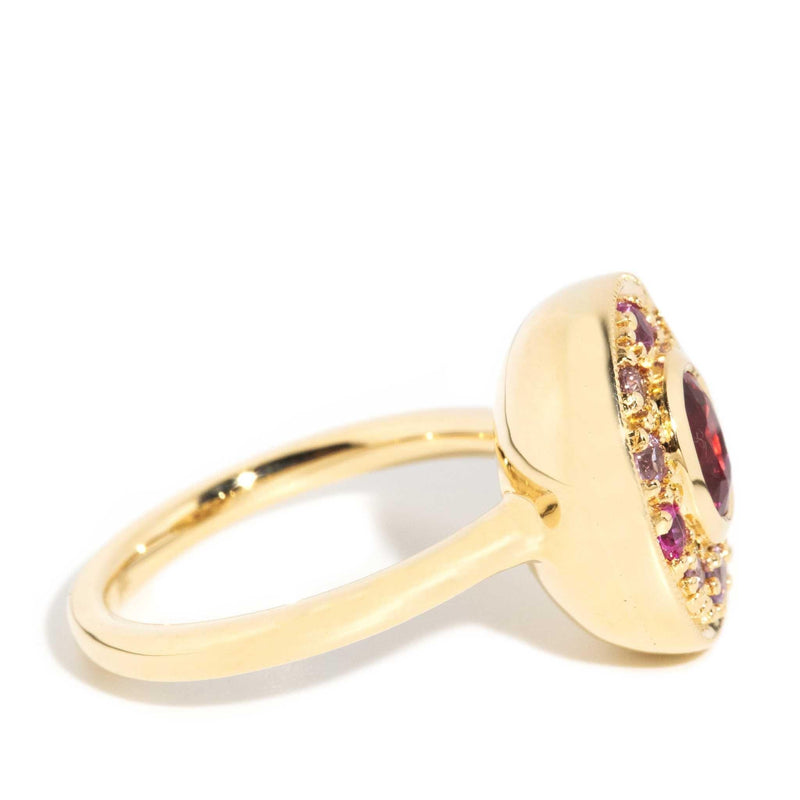 Davina Tourmaline & Sapphire Halo Ring 18ct Gold