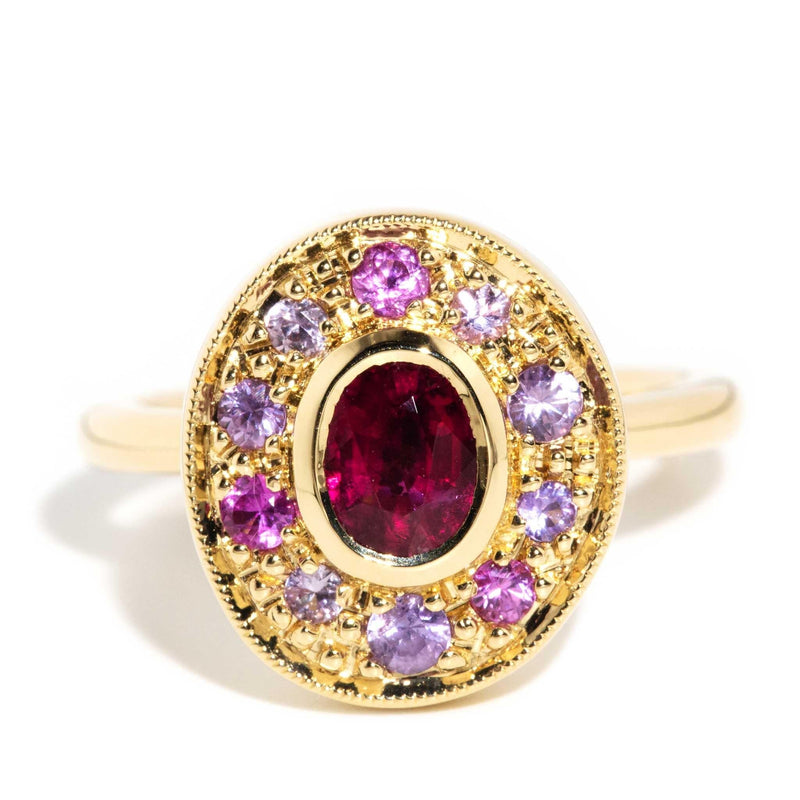 Davina Tourmaline & Sapphire Halo Ring 18ct Gold