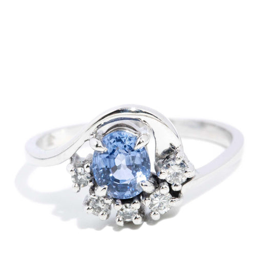 Decima 0.91ct Sapphire & Diamond Bypass Ring 18K White Gold