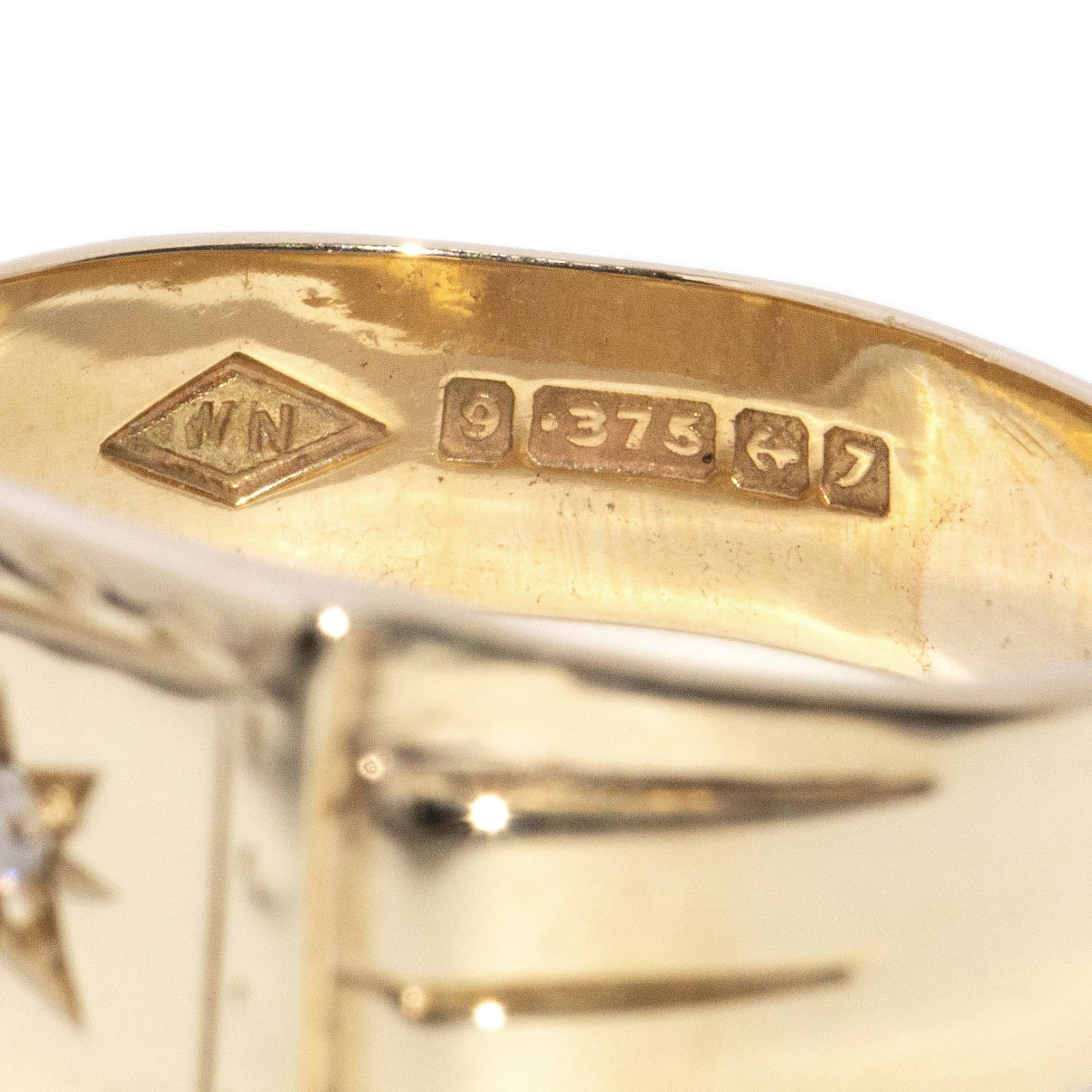 Delia 1958 Star Set Diamond Signet Ring 9ct Gold Rings Imperial Jewellery 