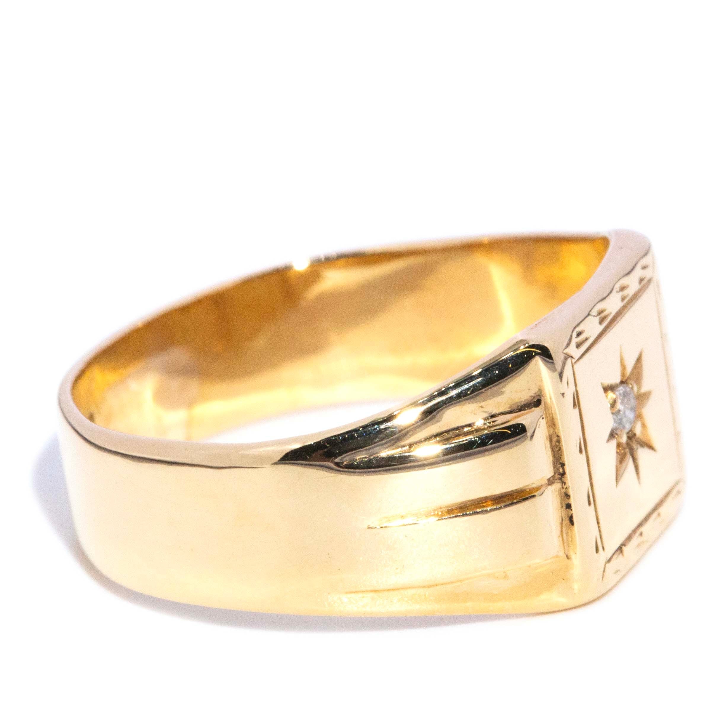 Delia 1958 Star Set Diamond Signet Ring 9ct Gold Rings Imperial Jewellery 