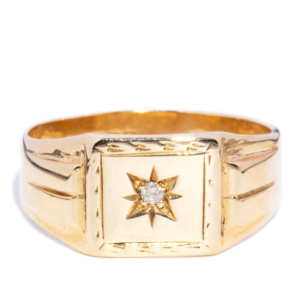 Delia 1958 Star Set Diamond Signet Ring 9ct Gold Rings Imperial Jewellery 