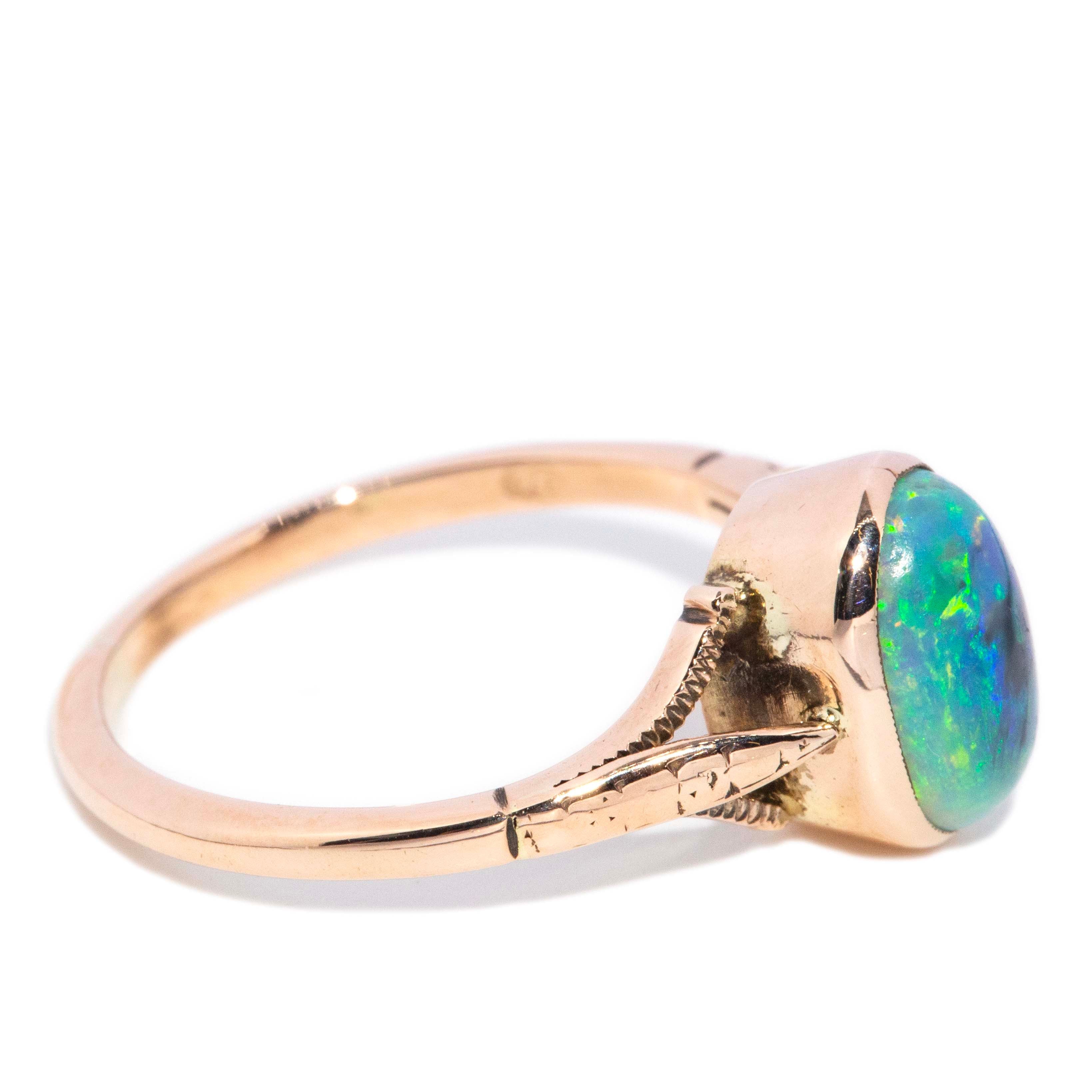 Della 1950s Opal Split Shoulder Ring 9ct Rose Gold Rings Imperial Jewellery 