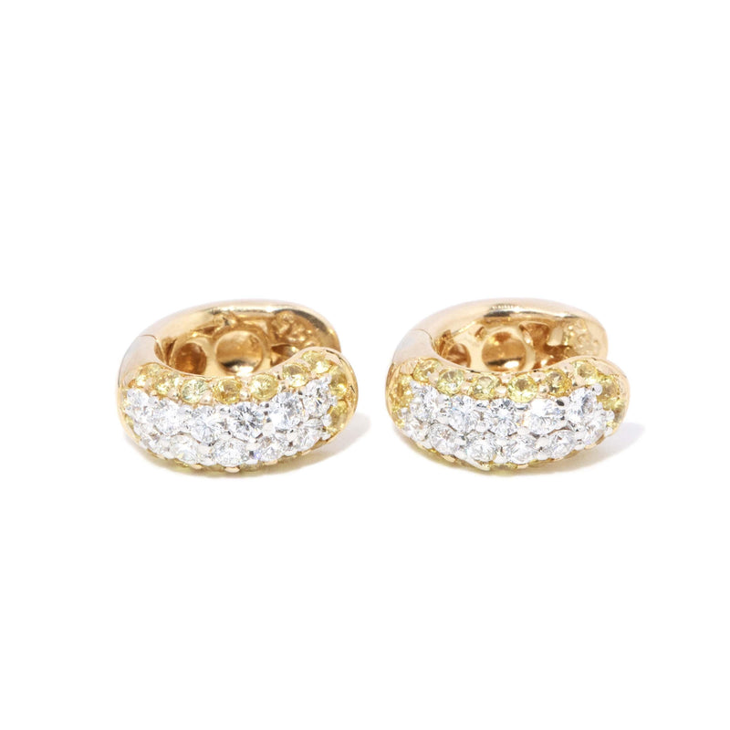 Contemporary Pave Diamond Huggie Style Earrings 18 Carat Gold