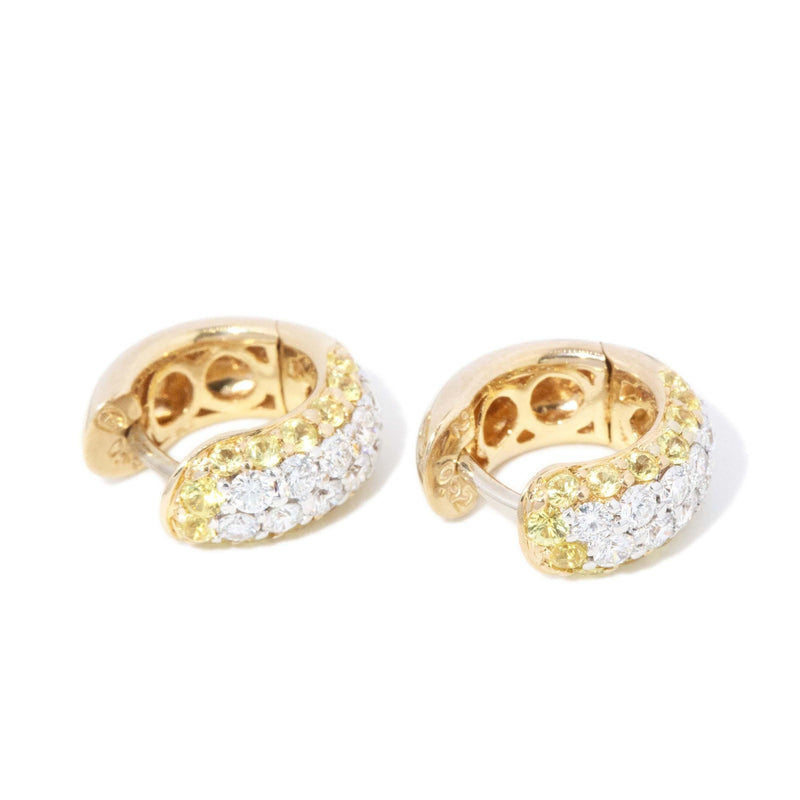 Contemporary Pave Diamond Huggie Style Earrings 18 Carat Gold