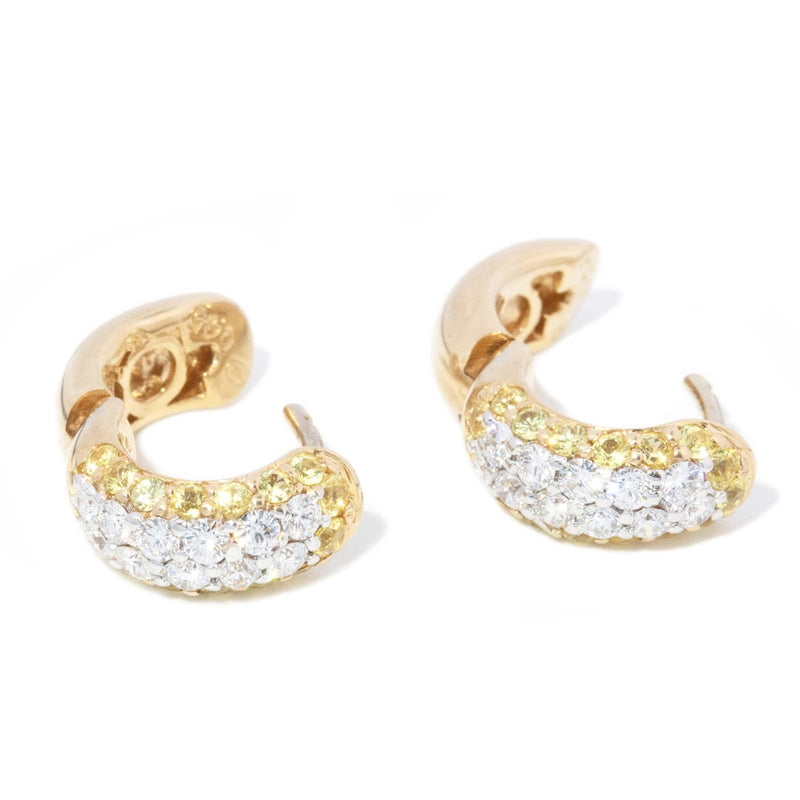 Contemporary Pave Diamond Huggie Style Earrings 18 Carat Gold