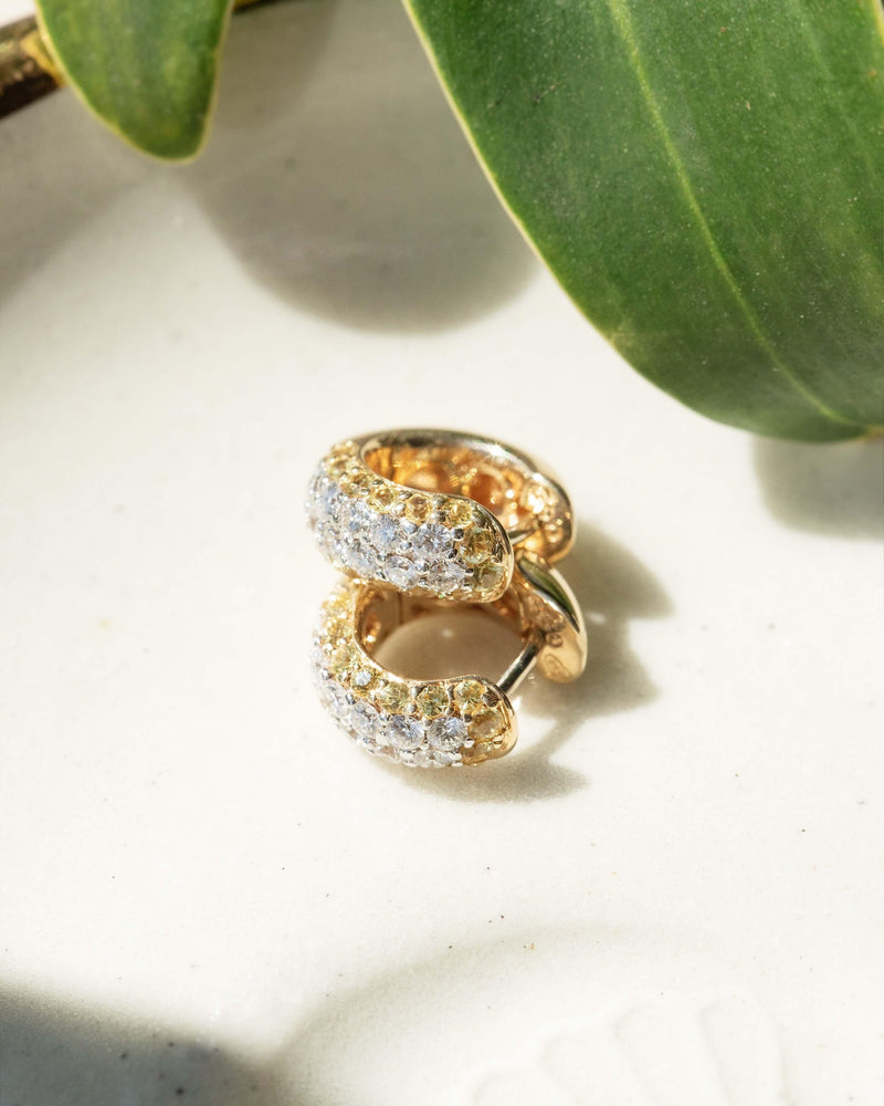 Contemporary Pave Diamond Huggie Style Earrings 18 Carat Gold