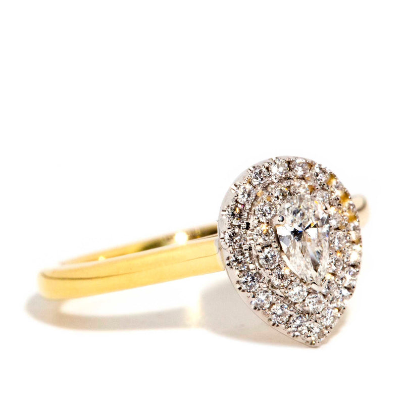 Demi Pear Diamond Halo Cluster Ring 18ct Gold Rings Imperial Jewellery 