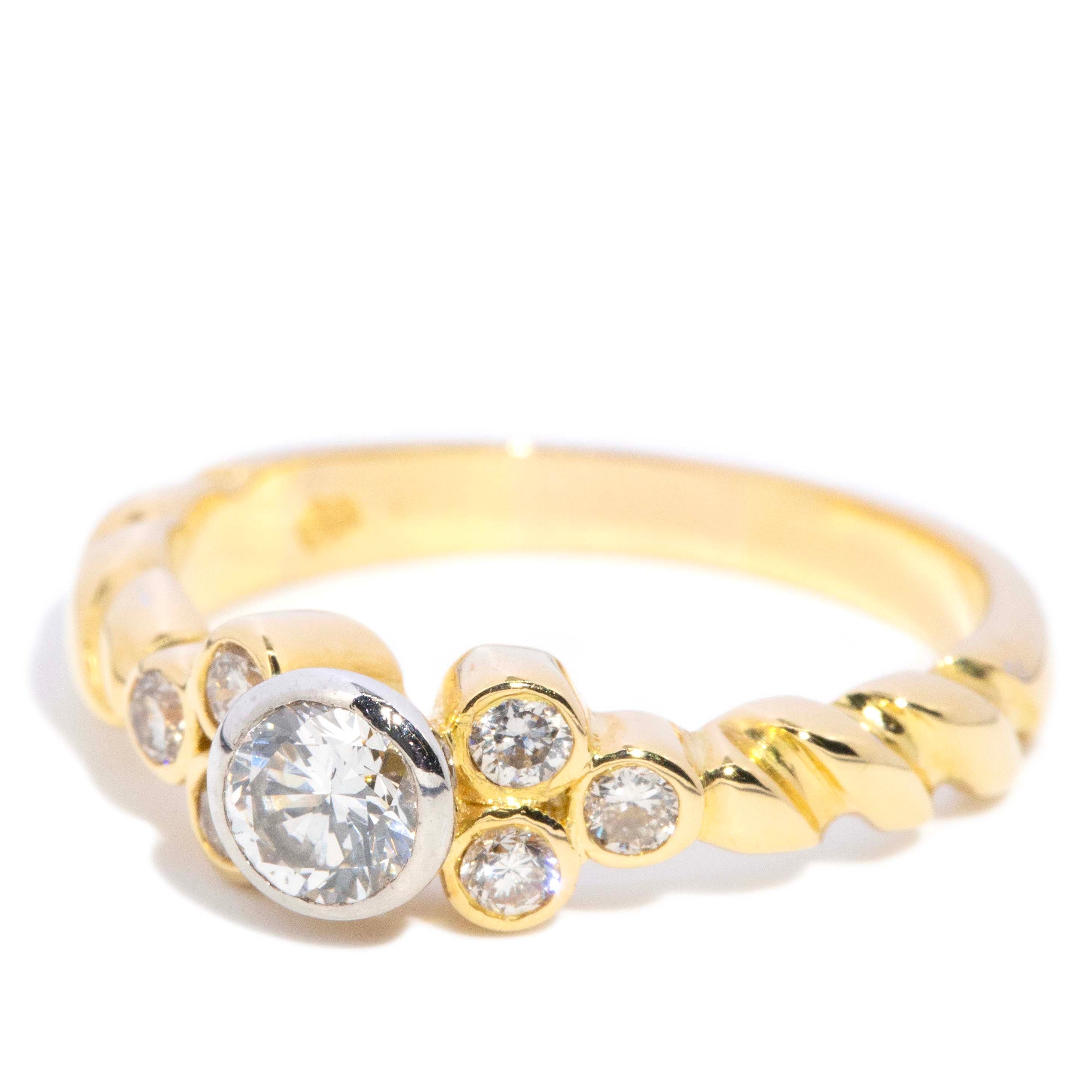 Denise Vintage Diamond Twisted Band Ring 18ct Gold Rings Imperial Jewellery 