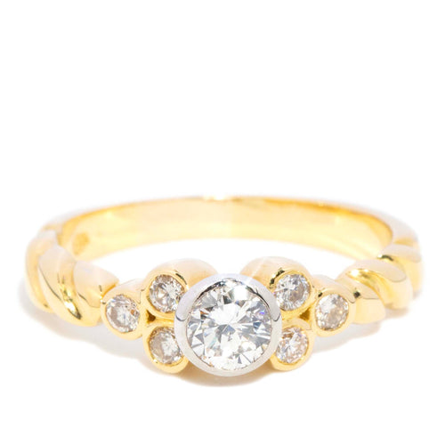 Denise Rubover Diamond Twisted Band Ring 18K Two Tone Gold