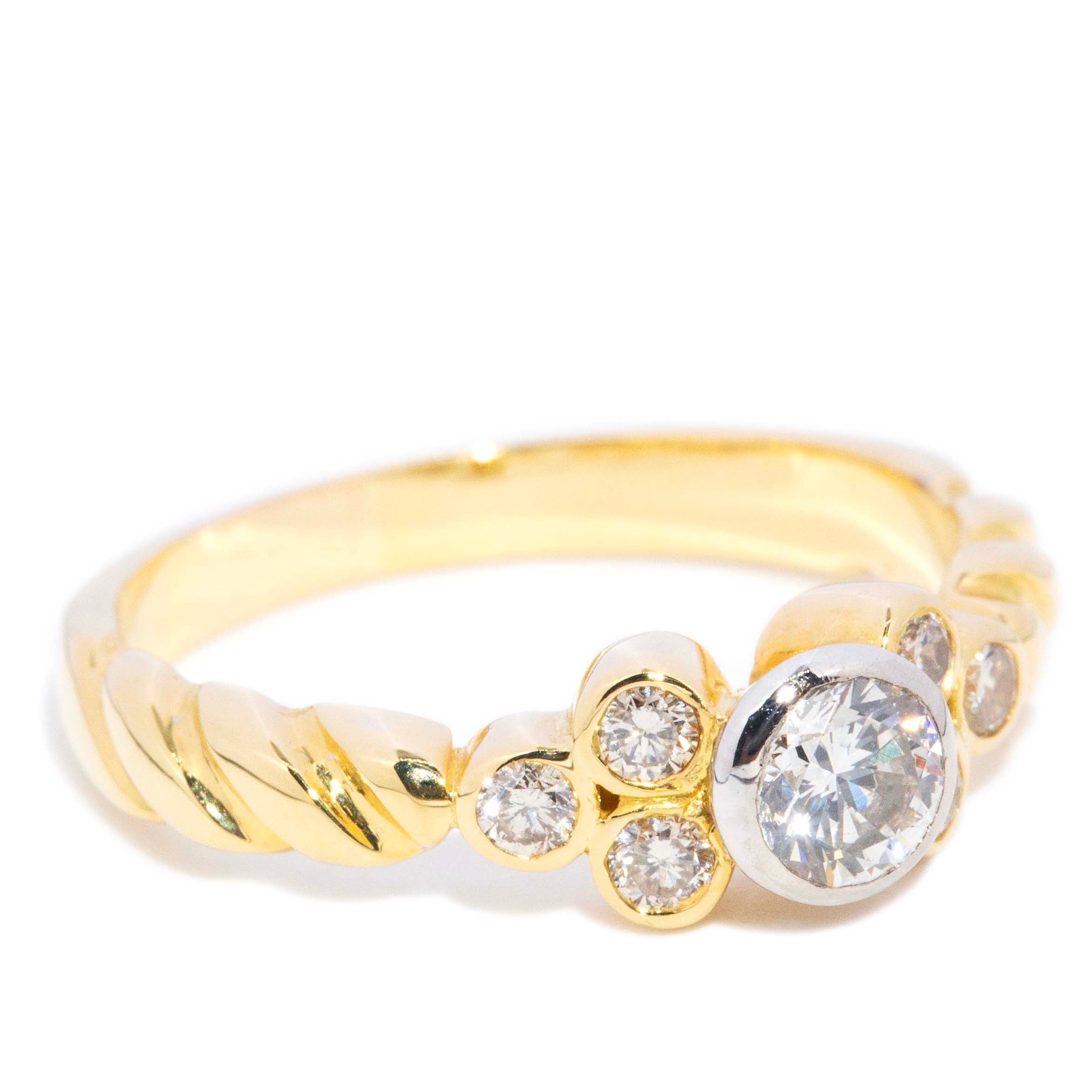 Denise Vintage Diamond Twisted Band Ring 18ct Gold Rings Imperial Jewellery 