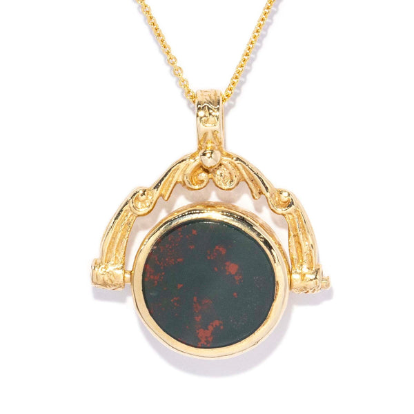 Denna Carnelian Bloodstone Spinner Pendant 9ct Gold Pendants/Necklaces Imperial Jewellery 