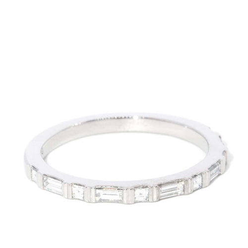 Deria Baguette & Carre Diamond Stacking Ring 18K White Gold