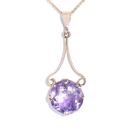 Desi Amethyst Wire Frame Pattern Pendant 9K Yellow Gold