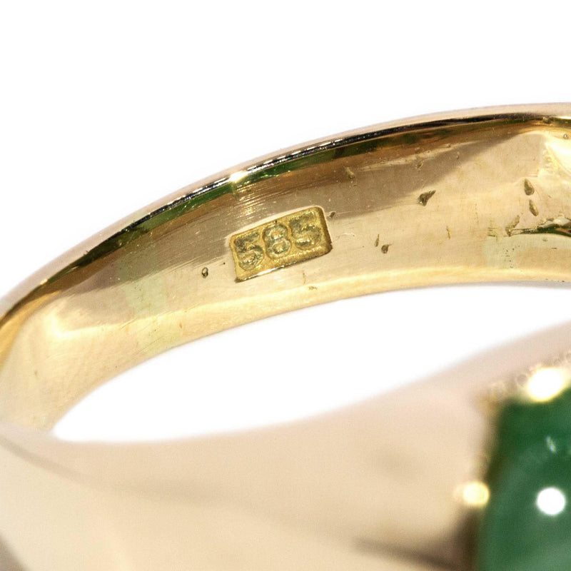 Desiree 1980s Jade Cabochon Ring 14ct Gold