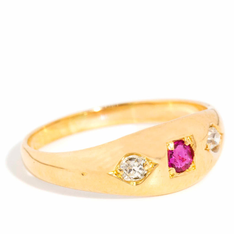 Desiree Victorian Era Ruby & Old Cut Diamond Ring 18ct Gold Rings Imperial Jewellery 