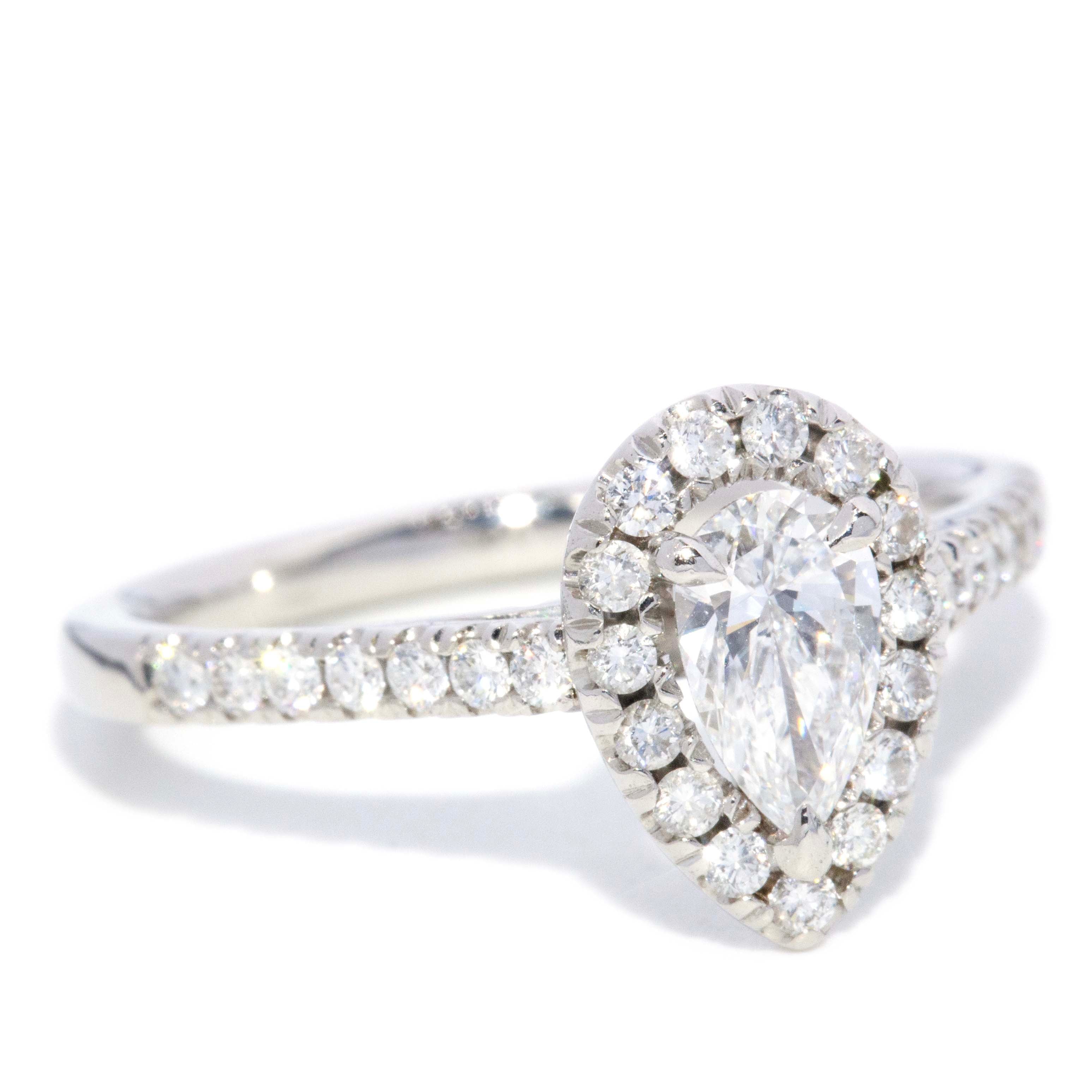 Diana Pear Cut Diamond Platinum Halo Ring Rings Imperial Jewellery 