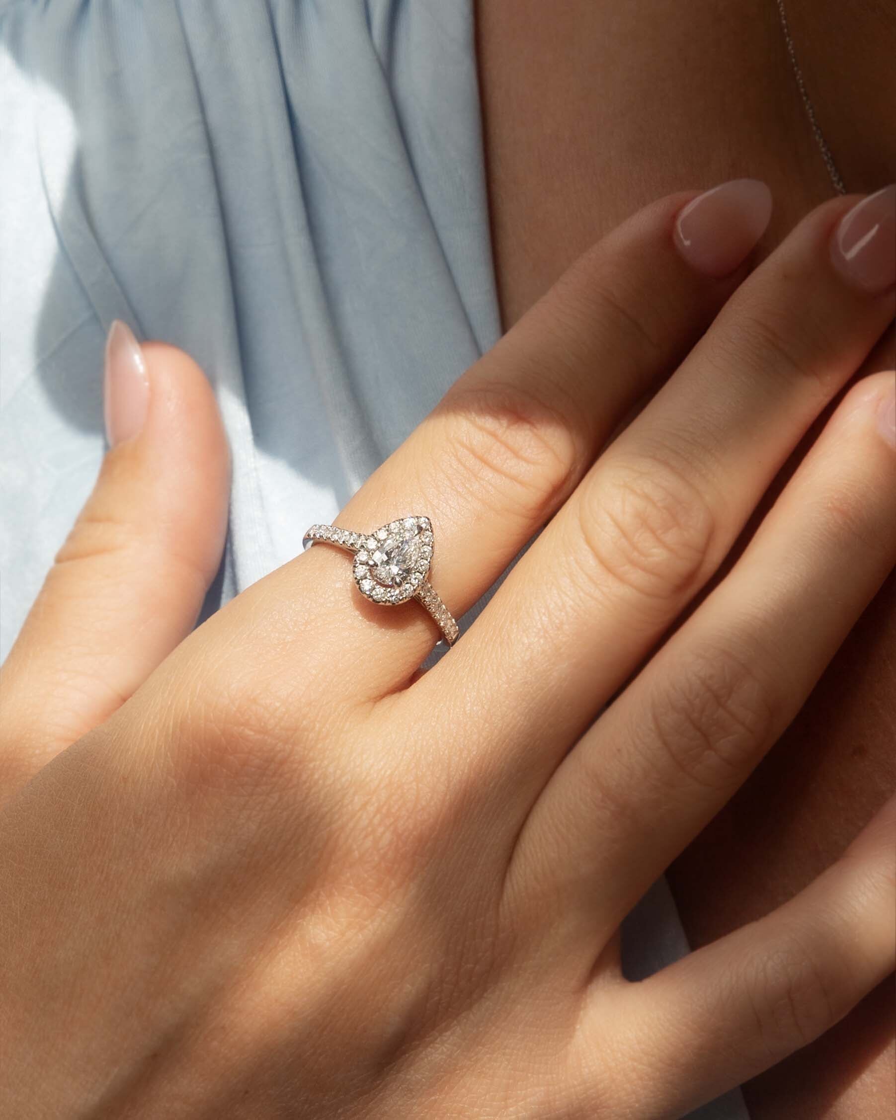 Diana Pear Cut Diamond Platinum Halo Ring Rings Imperial Jewellery 
