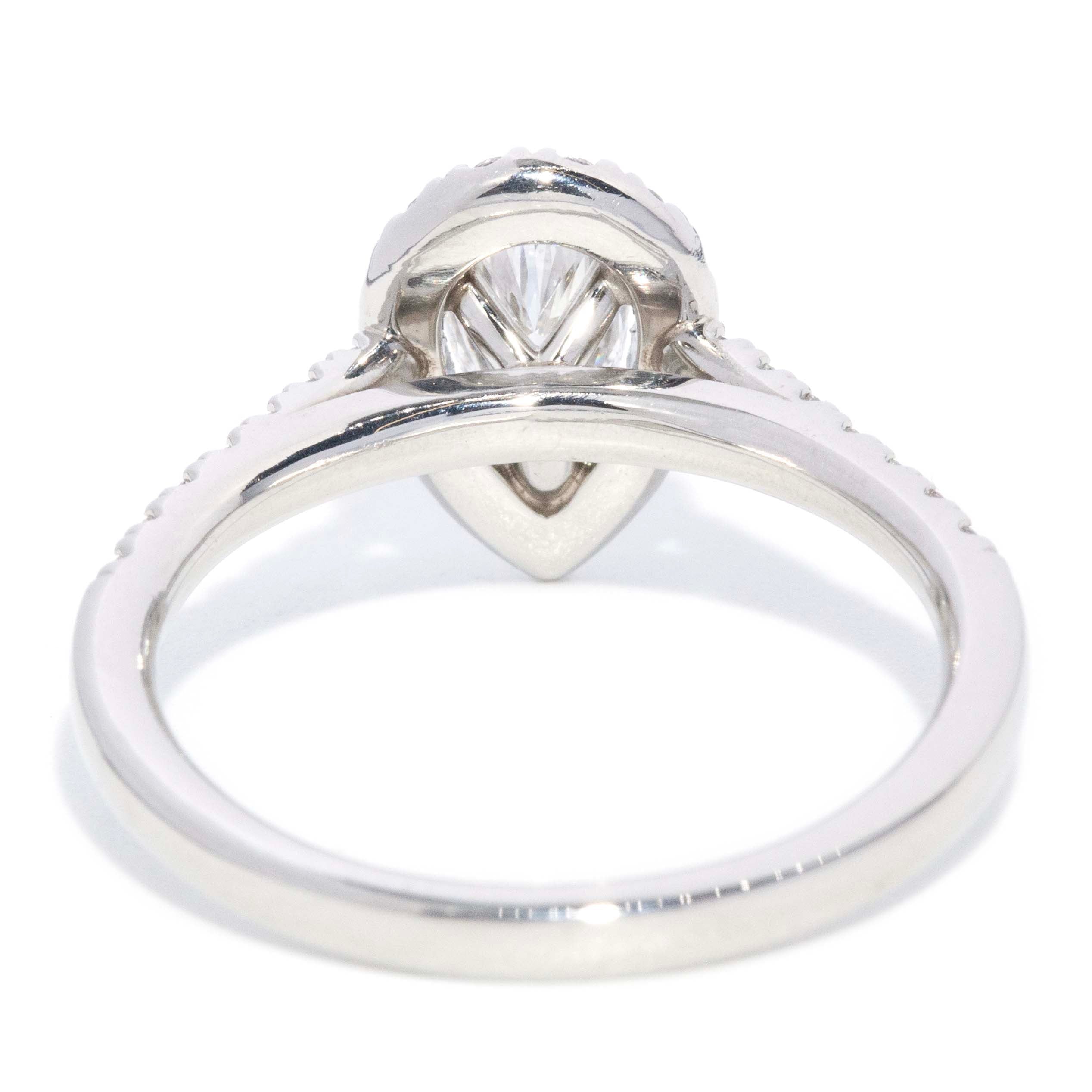 Diana Pear Cut Diamond Platinum Halo Ring Rings Imperial Jewellery 
