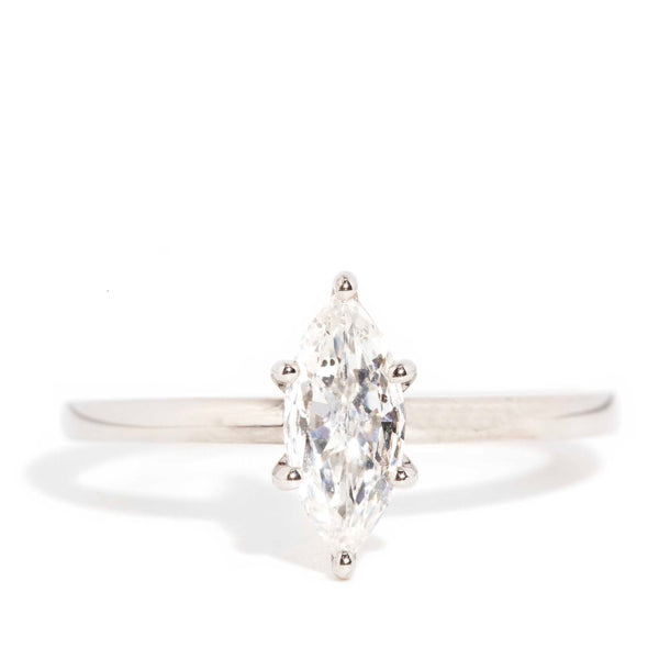 Dimitra Marquise Diamond Solitaire Ring 18ct White Gold Rings Imperial Jewellery 