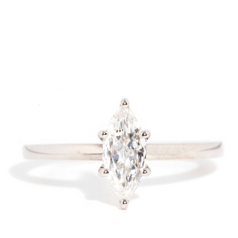 Dimitra Marquise Diamond Solitaire Ring 18ct White Gold Rings Imperial Jewellery 