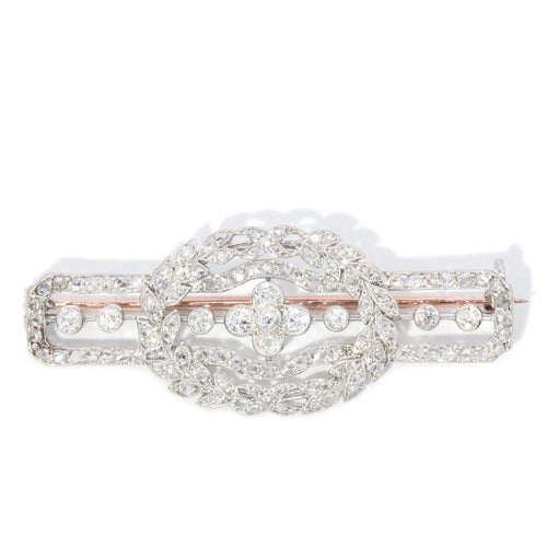 Dinah Edwardian Old Cut Diamond Bar Brooch 18K White Gold