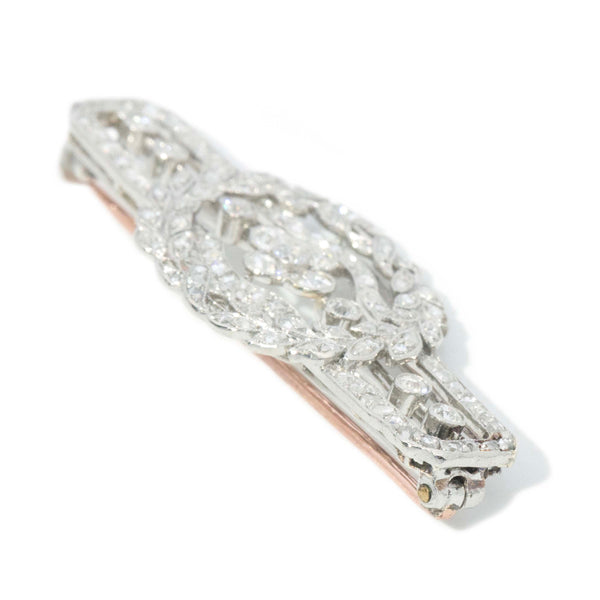 Dinah Antique Old Cut Diamond Brooch 18ct White Gold Brooches Imperial Jewellery 