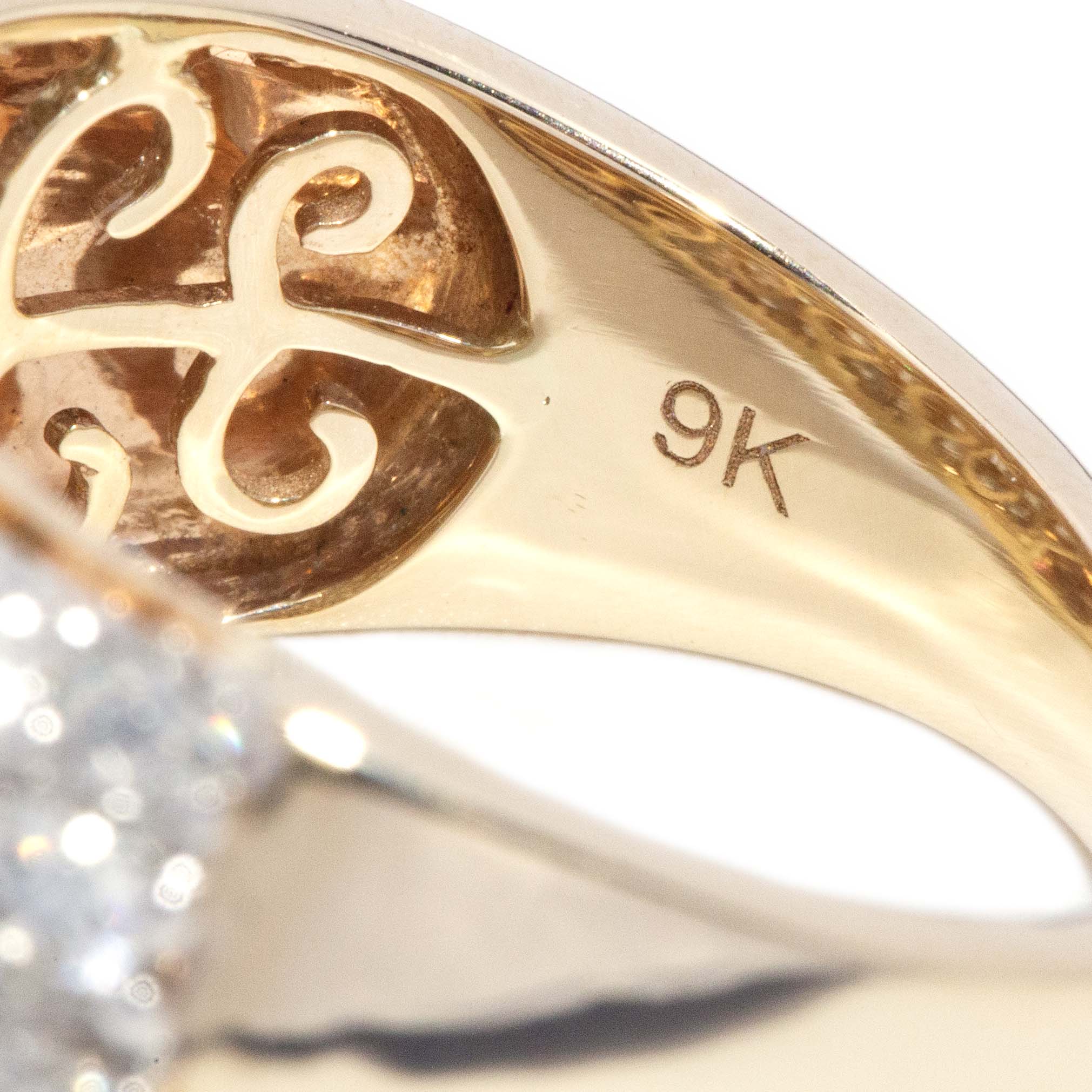 Dinah Domed Diamond Five Row Cluster Ring 9ct Gold Rings Imperial Jewellery 
