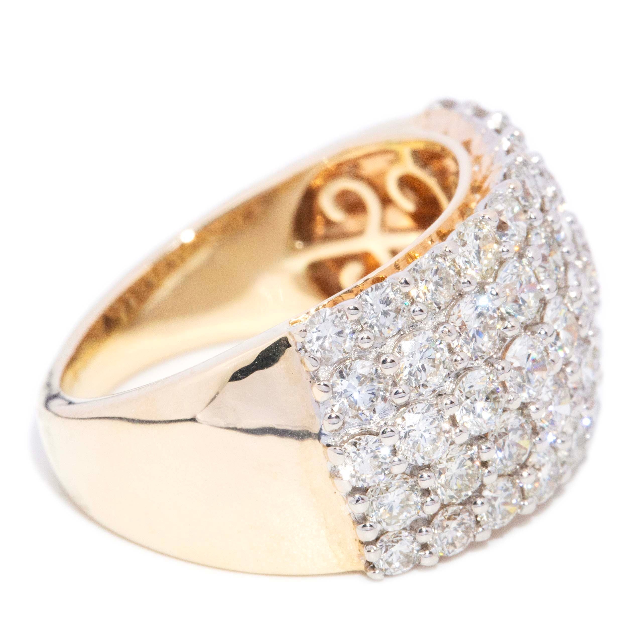 Dinah Domed Diamond Five Row Cluster Ring 9ct Gold Rings Imperial Jewellery 