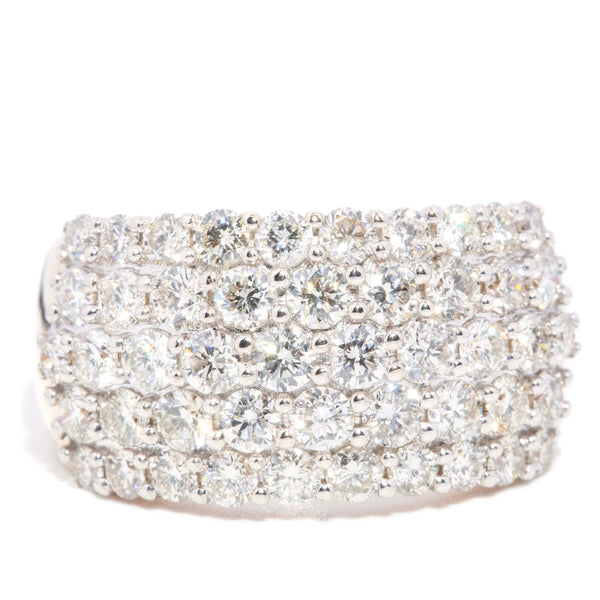 Dinah Domed Diamond Five Row Cluster Ring 9ct Gold Rings Imperial Jewellery 