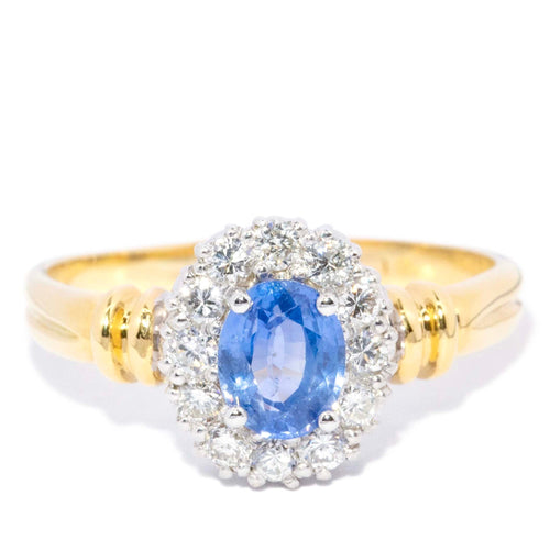 Doe Sapphire Diamond Halo Ring 18K & 9K Yellow Gold