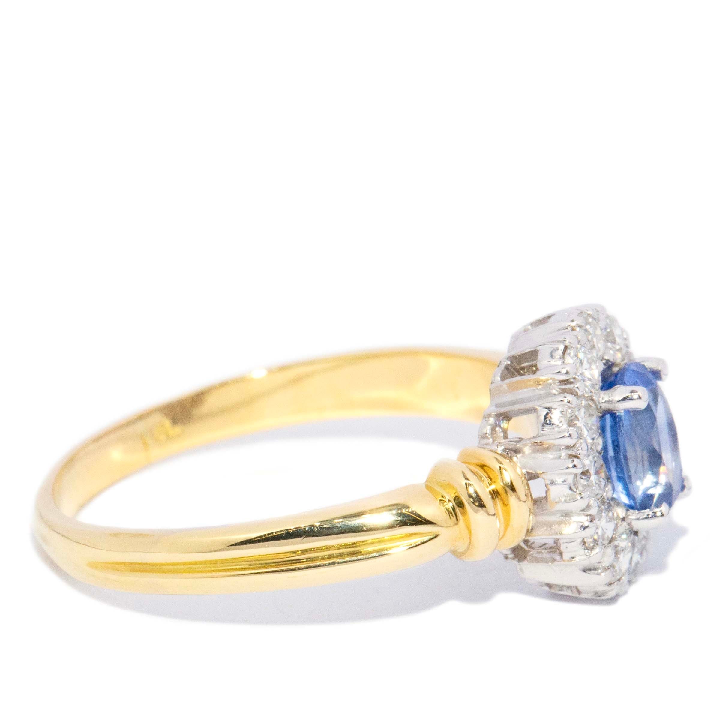 Doe Vintage Sapphire Diamond Halo Ring 18ct & 9ct Gold Rings Imperial Jewellery 