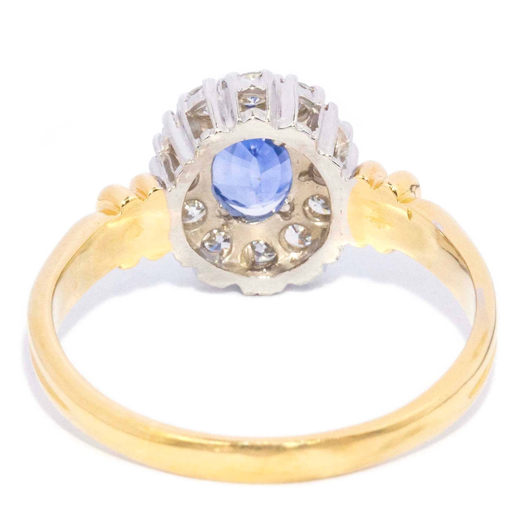 Doe Vintage Sapphire Diamond Halo Ring 18ct & 9ct Gold Rings Imperial Jewellery 